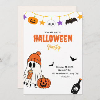 Convites Cute Halloween Party Invitation with Ghost