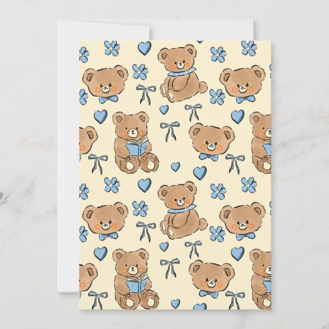 Convites Cute Hand-drawn Brown Teddy Bears Seamless Pattern (Frente)