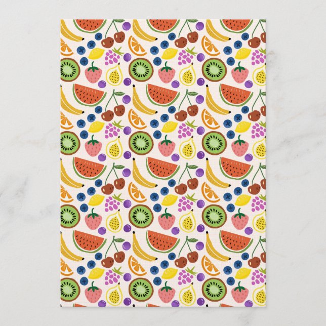 Convites Cute Hand-drawn Doodle Fruits Seamless Pattern (Frente)
