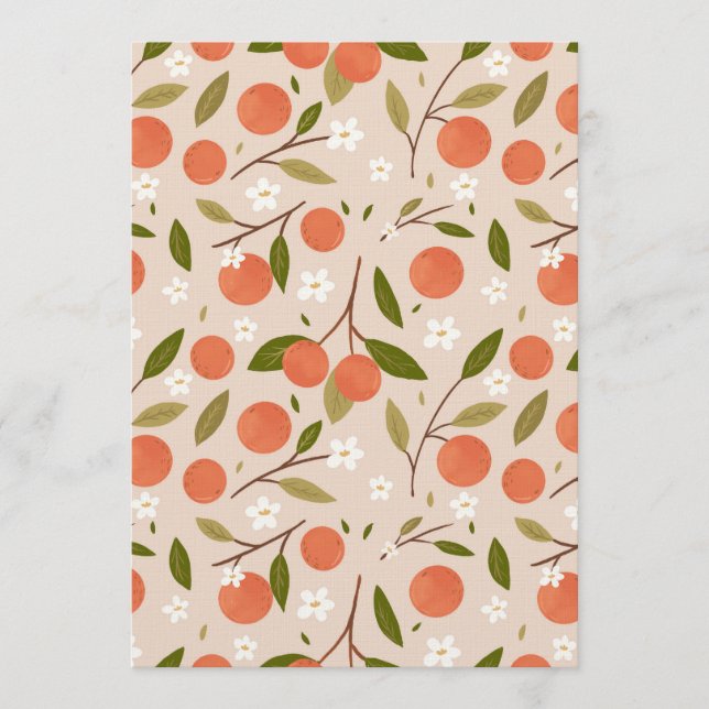 Convites Cute Hand-drawn Orange Blossom Seamless Pattern (Frente)