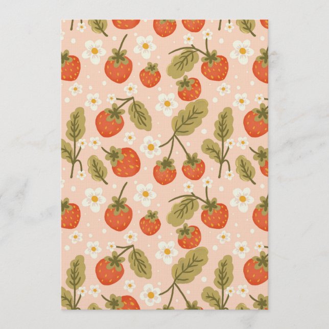 Convites Cute Hand-drawn Red Strawberry Seamless Pattern (Frente)