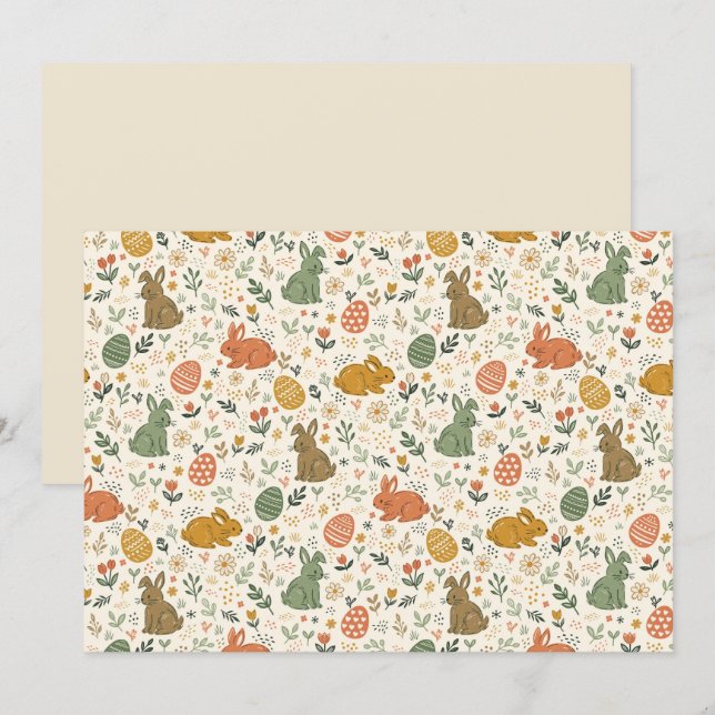 Convites Cute Hand Drawn Spring Bunnies Invitation (Frente/Verso)