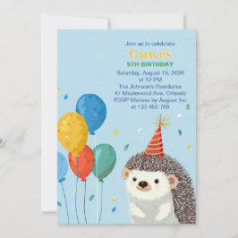 Convites Cute Hedgehog Birthday Party Invitation