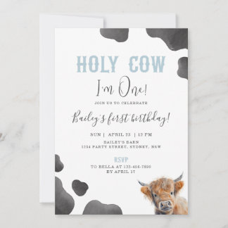 Convites Cute Highland Cow Themed 1st Birthday Party