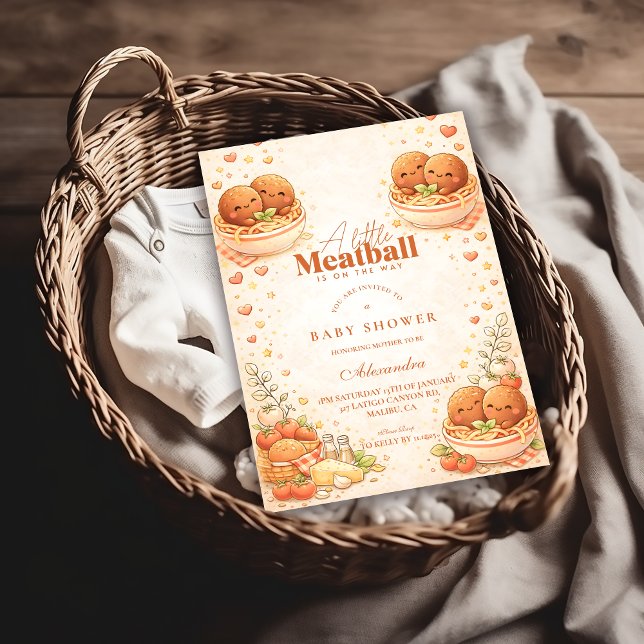 Convites Cute Illustrated Little Meatball Baby Shower (Criador carregado)