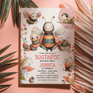 Convites Cute Insetos BUGTASTIC Waterccolor Kids' Aniversár