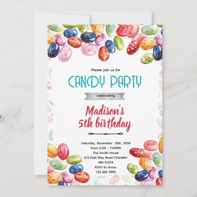 Convites Cute jellybean party theme invitation (Frente)