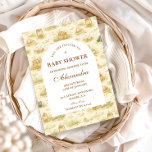 Convites Cute Jungle Safari Baby Shower<br><div class="desc">A sweet storybook-style safari design featuring gentle watercolor baby animals including lions, giraffes, and elephants surrounded by soft jungle greenery and a delicate botanical background. The warm neutral palette of cream, honey gold, and soft olive creates a timeless nature-inspired aesthetic, while the elegant arched layout provides a beautiful space for...</div>