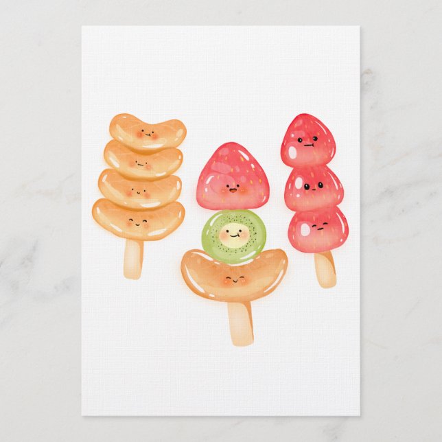 Convites Cute Kawaii Hand-drawn Tanghulu (Frente)