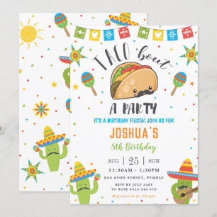 Convites Cute Kawaii Taco 'Bout an Party Fiesta Birthday