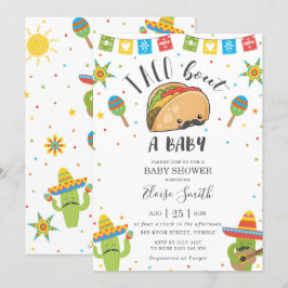 Convites Cute Kawaii Taco sobre um Chá de fraldas de bebê F