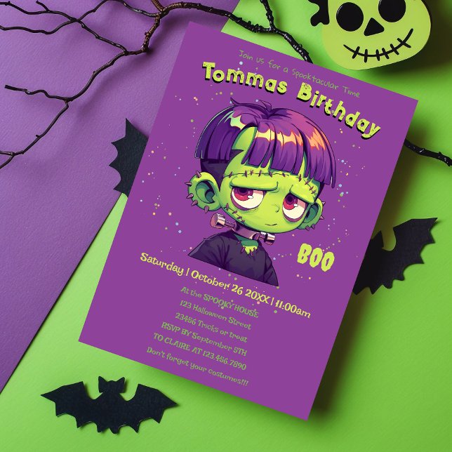 Convites Cute Kid Frankenstein Birthday (Criador carregado)