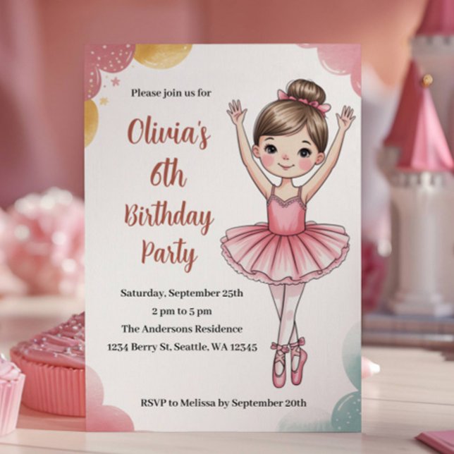 Convites Cute Kids Ballerina Birthday (Criador carregado)