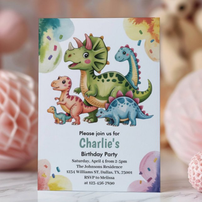 Convites Cute Kids Dinosaur Theme Birthday Party  (Criador carregado)