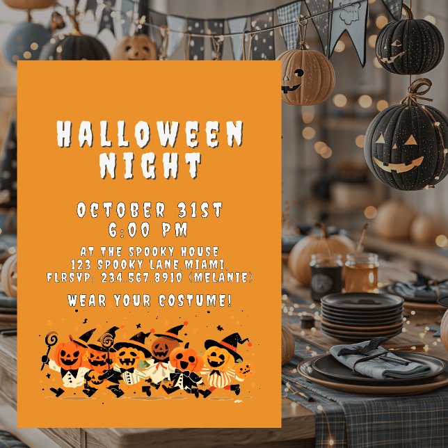 Convites Cute Kids Halloween Night Party Custom (Criador carregado)