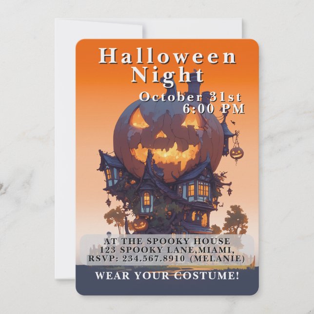 Convites Cute Kids Halloween Night Party Custom (Frente)