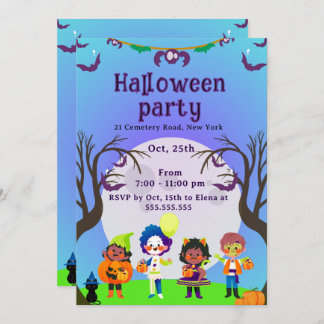 Convites Cute Kids Halloween Party Invitation