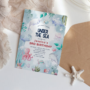 Convites Cute Kids Watercolor embaixo da Festa de aniversár