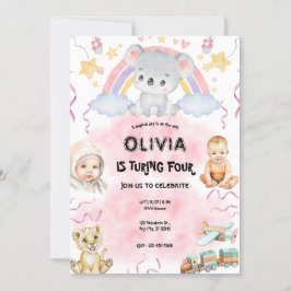 Convites Cute koala Birthday pink
