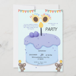 Convites Cute Koala First Birthday Invitation - Customizabl
