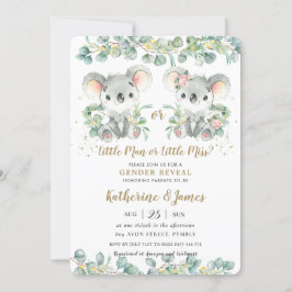 Convites Cute Koala Greenery Gênero Chá de fraldas Revelaçã