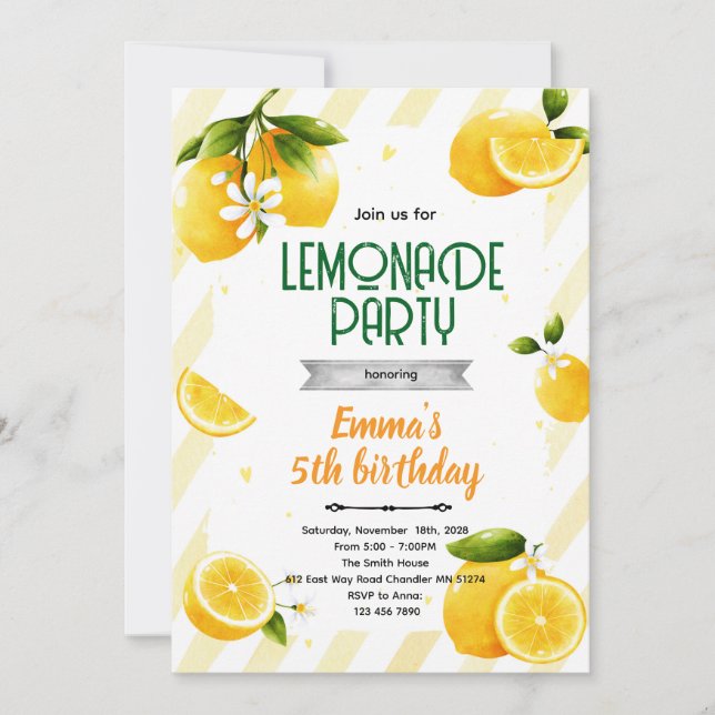 Convites Cute lemon party theme invitation (Frente)