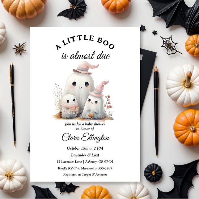 Convites cute little boo girl First Halloween Baby shower (Criador carregado)