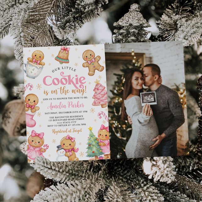 Convites Cute Little Cookie Christmas Baby Shower Photo (Criador carregado)