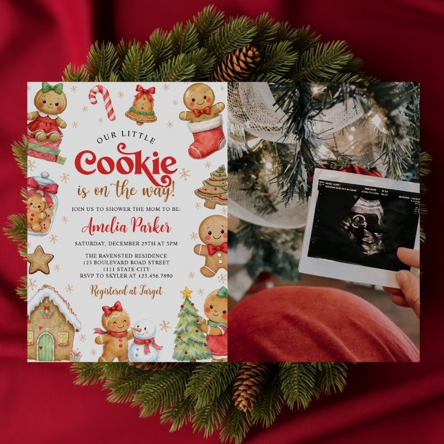 Convites Cute Little Cookie Christmas Baby Shower Photo (Criador carregado)