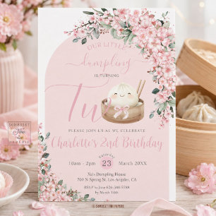 Convites Cute Little Dumpling Flores de Cerejeira 2º Aniver