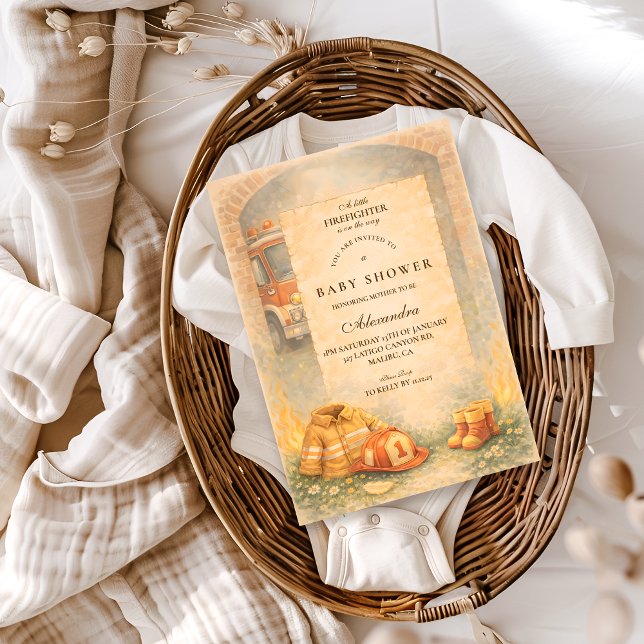Convites Cute Little Firefighter Baby Shower (Criador carregado)