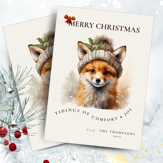 Convites Cute Little Fox Christmas Greetings Card (Criador carregado)