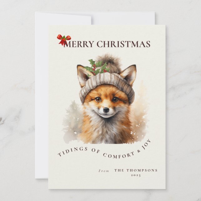 Convites Cute Little Fox Christmas Greetings Card (Frente)