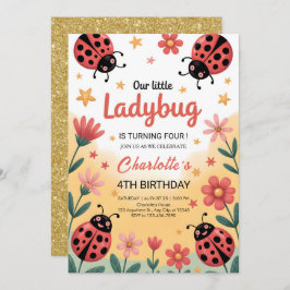 Convites Cute Little Ladybug Girl Birthday Party