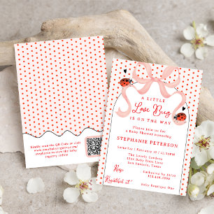Convites Cute Little Love Bug Ladybug Código QR Baby Shower