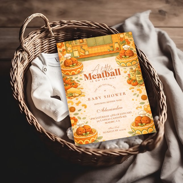 Convites Cute Little Meatball Baby Shower (Criador carregado)