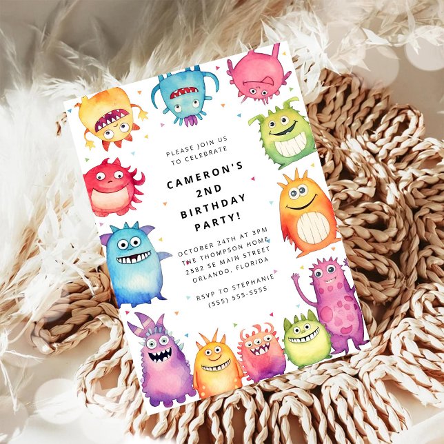Convites Cute Little Monster Kids Birthday Invitation (Criador carregado)