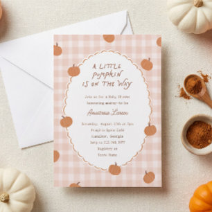 Convites Cute Little Pumpkin a Caminho Xadrez Baby Shower