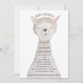 Convites Cute Llama Baby Shower | Neutral Watercolor Alpaca