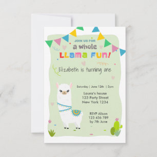 Convites Cute Llama Birthday