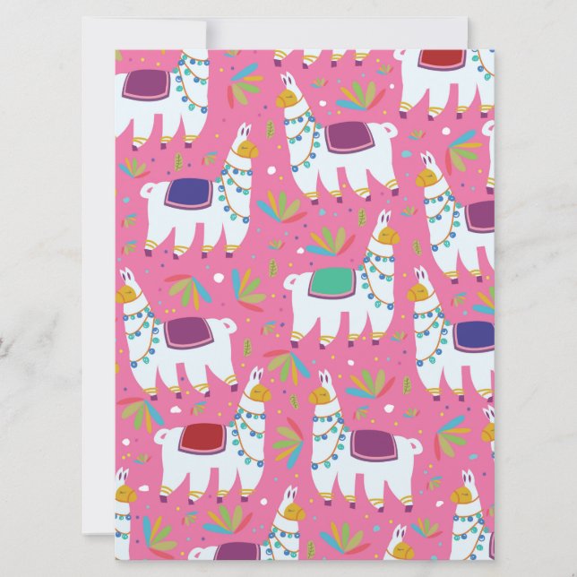 Convites Cute Llama Pattern (Frente)