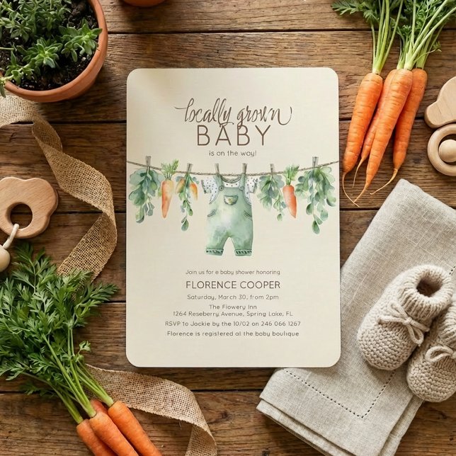 Convites Cute Locally Grown Baby Shower Invitation (Criador carregado)