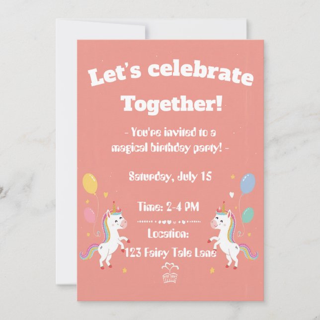 Convites Cute Magical Unicorn Invite (Frente)