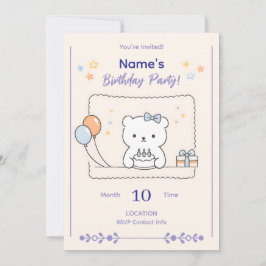 Convites Cute Minimal Animal Birthday Party Invitation