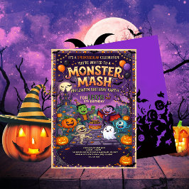 Convites Cute Monster Mash Halloween Kids Birthday Party 