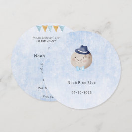 Convites Cute Moon With Hat And Bow Baby Boy Card
