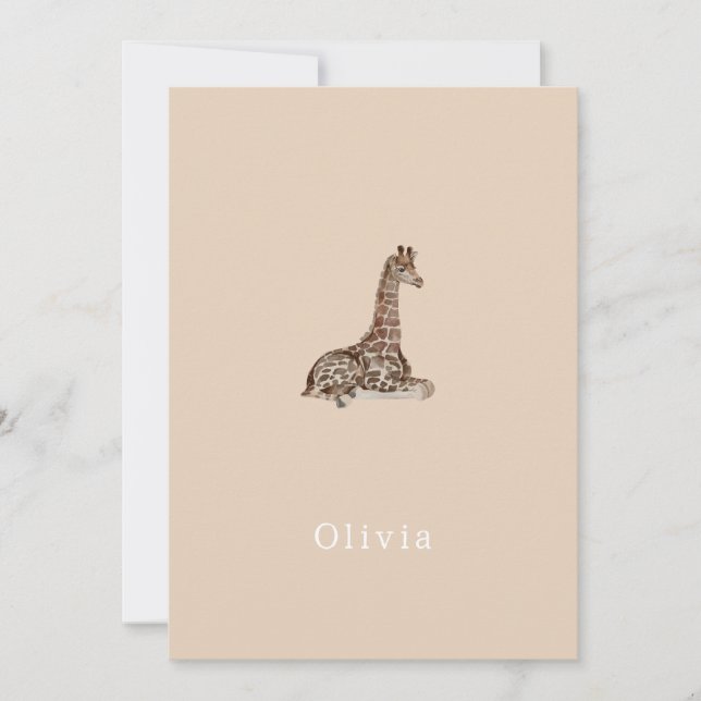 Convites Cute Neutral Birth Announcement Giraffe Card (Frente)