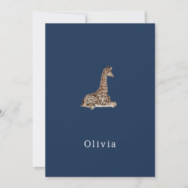 Convites Cute Neutral Birth Announcement Giraffe Card (Frente)