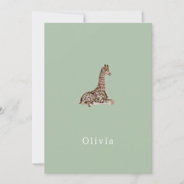 Convites Cute Neutral Birth Announcement Giraffe Card (Frente)