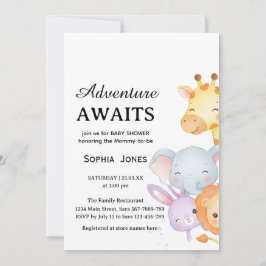 Convites Cute Neutral Forest Animals Baby Shower